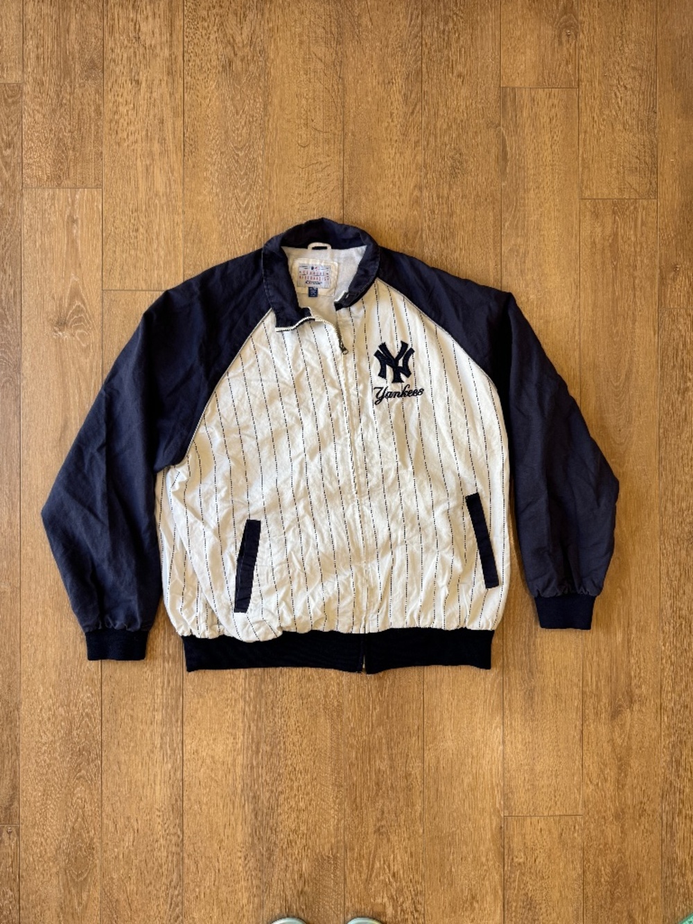 Vintage Yankees Pinstripe Jacket XXL G-III Sports Carl Banks Full Zip MLB Y2K